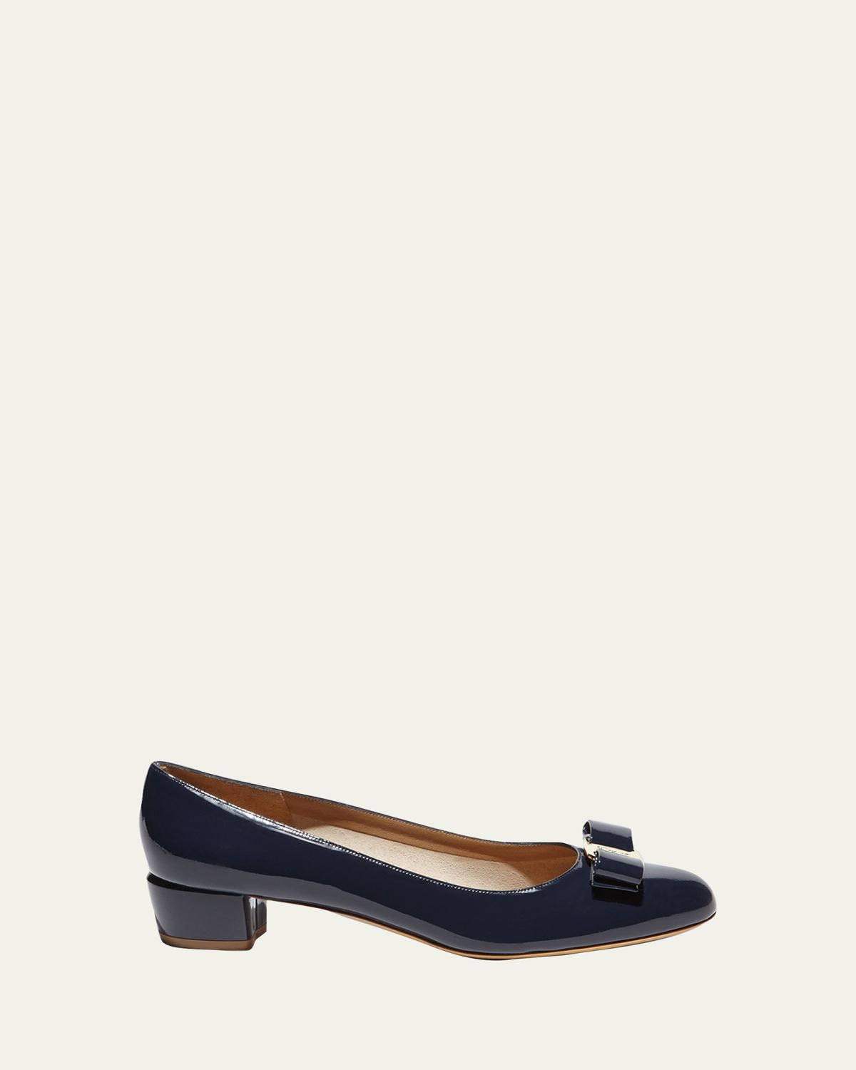 Ferragamo Vara Bow Patent Pumps