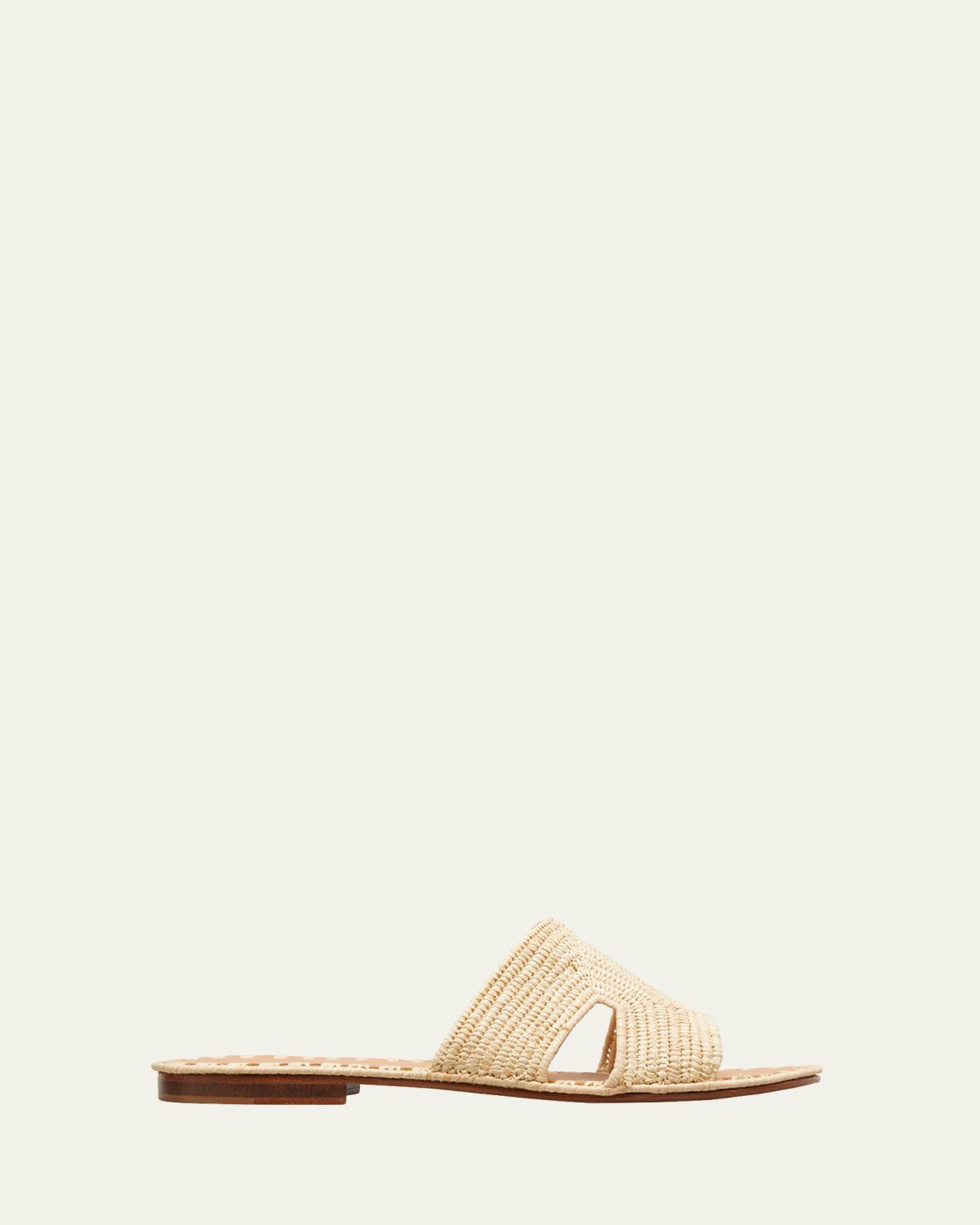Carrie Forbes Cuadro Raffia Flat Slide Sandals