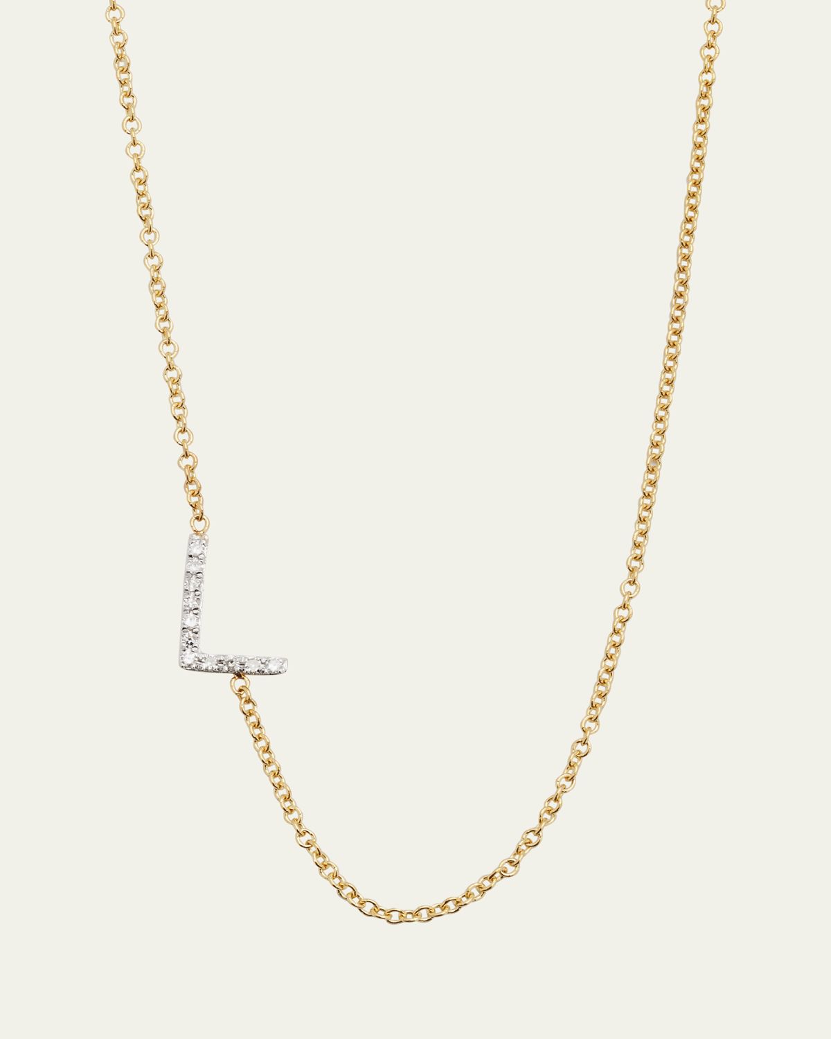 Zoe Lev Jewelry Diamond Asymmetrical Initial Necklace, L