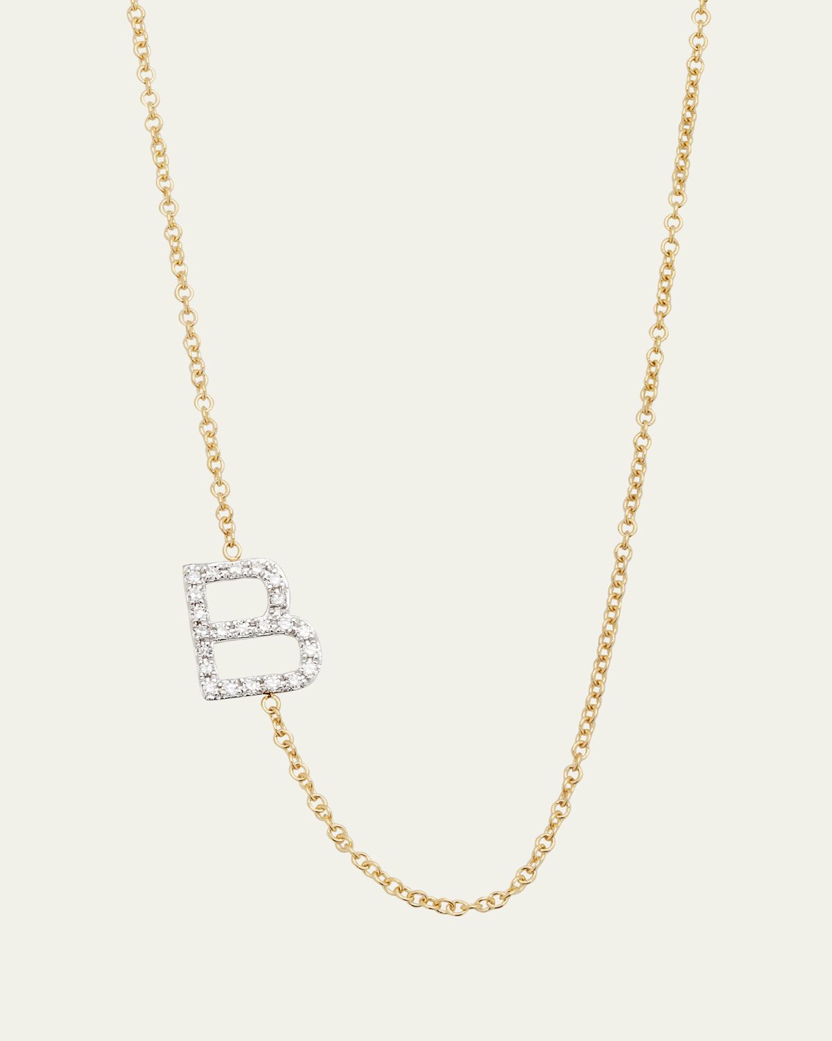 Zoe Lev Jewelry Diamond Asymmetrical Initial Necklace, B