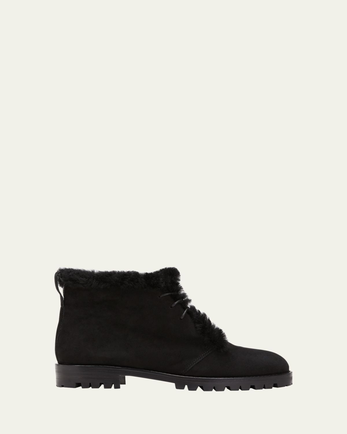 Manolo Blahnik Mircus Suede Shearling Lace-Up Booties