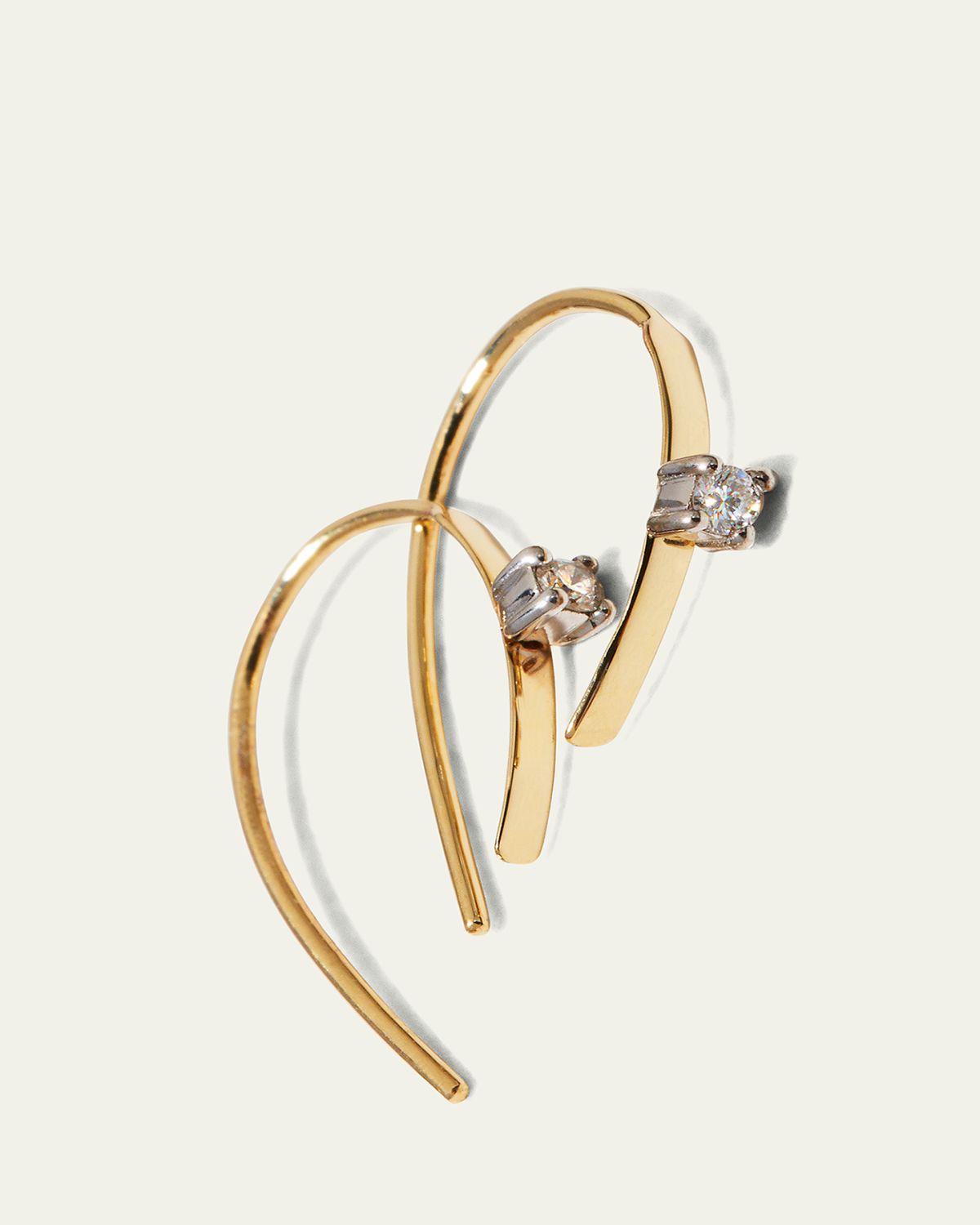 Lana 14K Gold Mini Flat Hooked on Hoop Earrings with Diamonds, 15mm | Thumbnail 3 Lana 14K Gold Mini Flat Hooked on Hoop Earrings with Diamonds, 15mm | Thumbnail 3