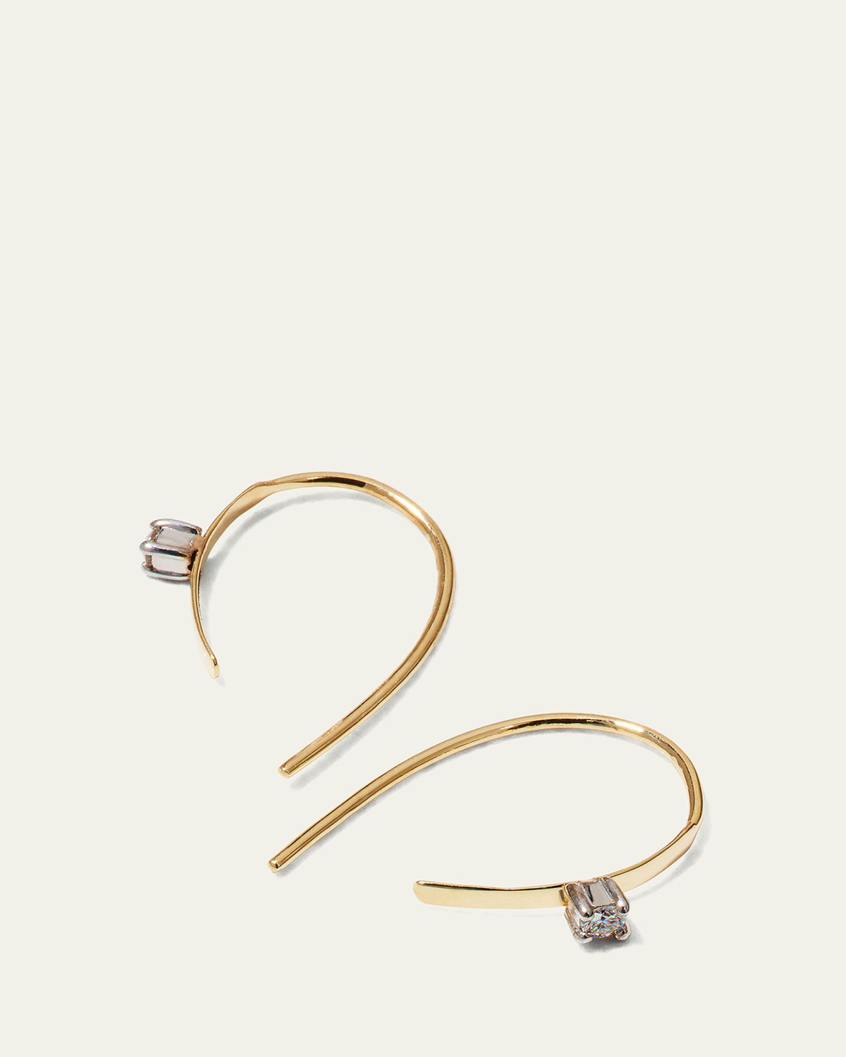 Lana 14K Gold Mini Flat Hooked on Hoop Earrings with Diamonds, 15mm | Thumbnail 4 Lana 14K Gold Mini Flat Hooked on Hoop Earrings with Diamonds, 15mm | Thumbnail 4