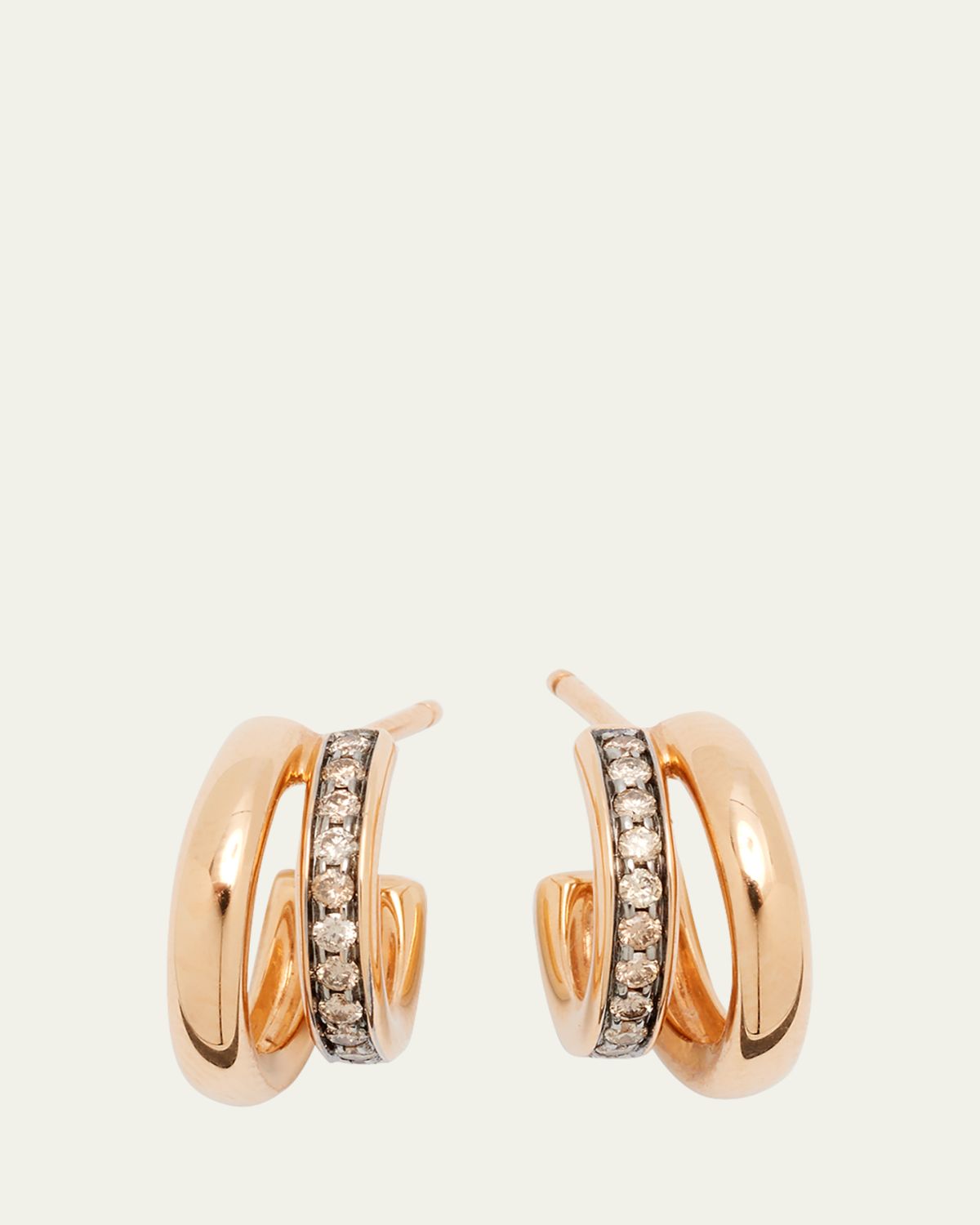 Pomellato Together 18K Rose Gold Brown Diamond Hoop Earrings