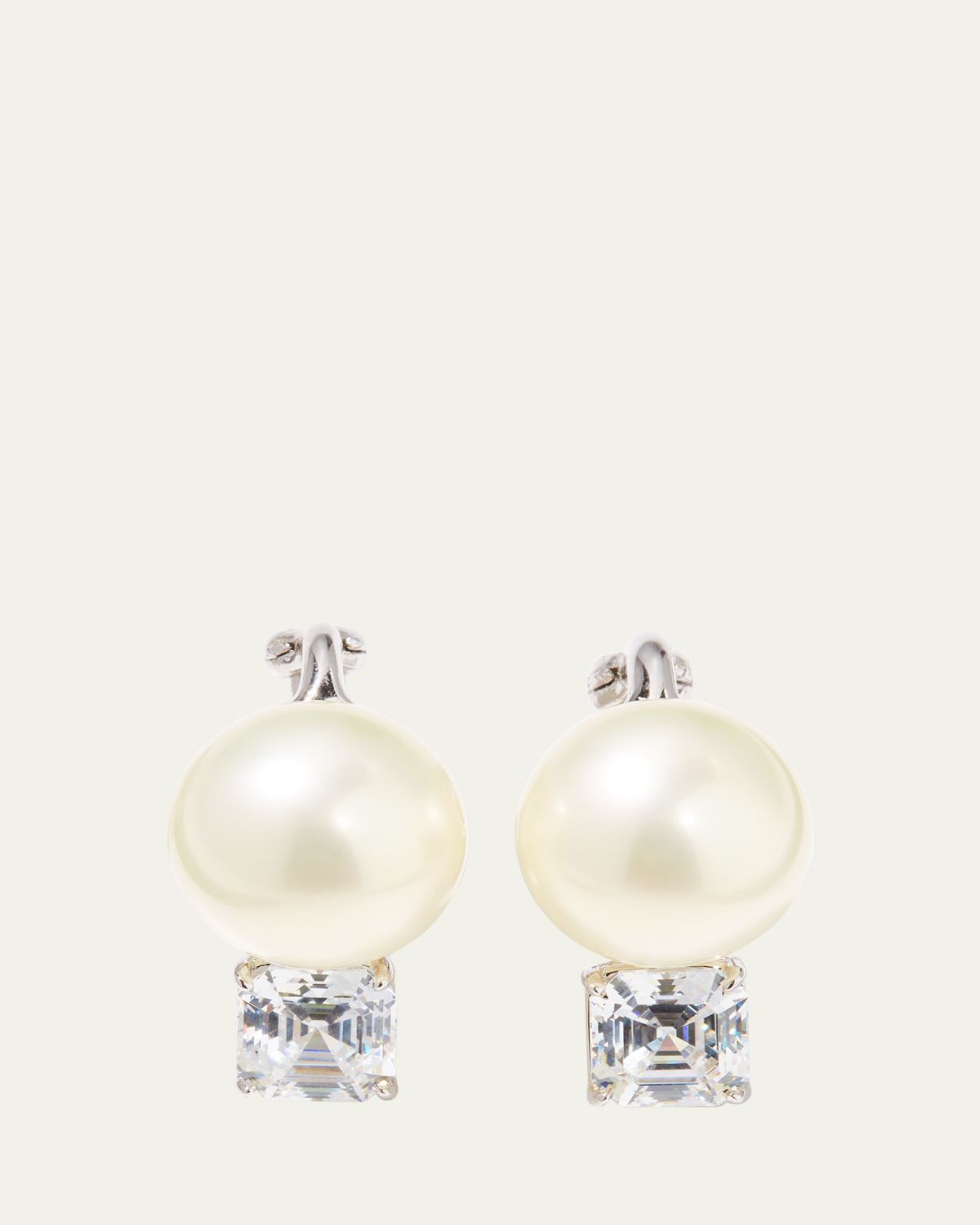Fantasia by DeSerio 18K Gold-Plated Sterling Silver Square-Top Stud Earrings with Simulated Pearl | Thumbnail 5 Fantasia by DeSerio 18K Gold-Plated Sterling Silver Square-Top Stud Earrings with Simulated Pearl | Thumbnail 5