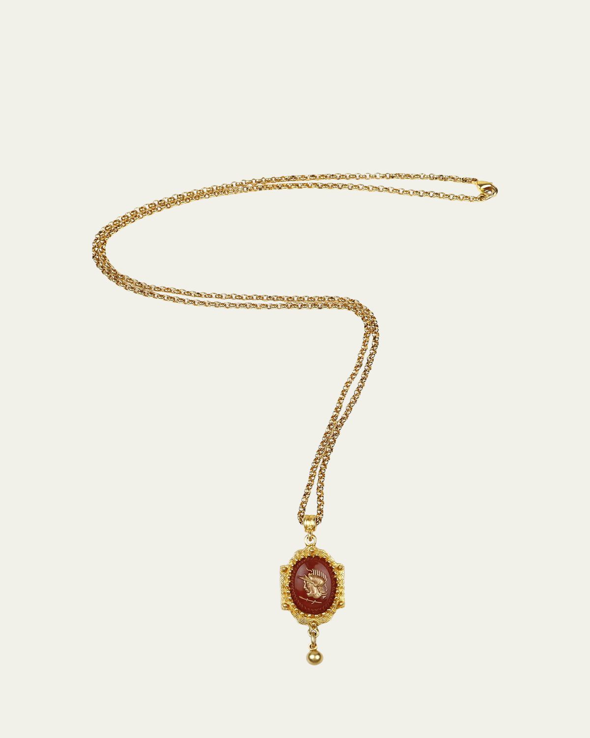 Ben-Amun Intaglio Pendant and Necklace, Gold/Red | Thumbnail 3
