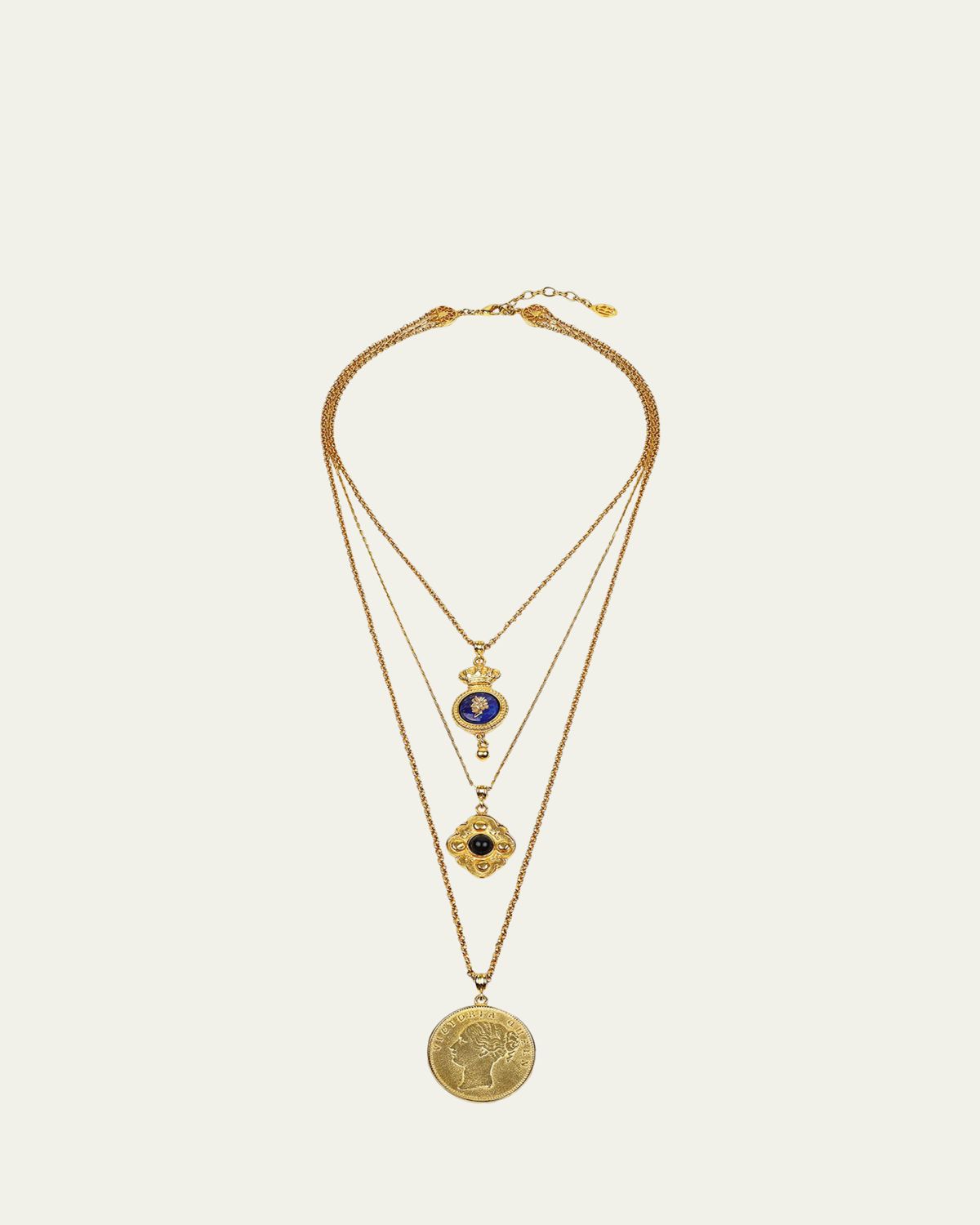 Ben-Amun 24k Gold Electroplate Triple Charms Necklace | Thumbnail 3 Ben-Amun 24k Gold Electroplate Triple Charms Necklace | Thumbnail 3