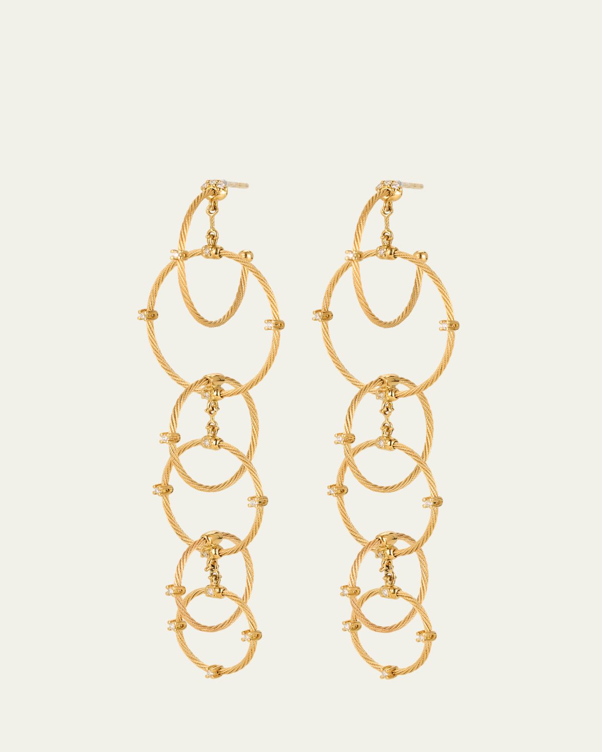 Paul Morelli 18K Yellow Gold Long Rain Chain Diamond Earrings