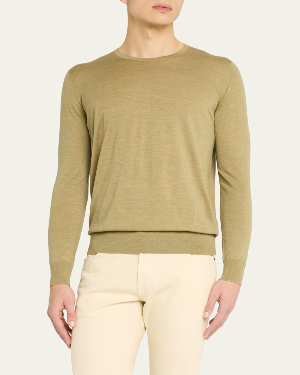 Loro Piana Men's Girocollo Wool Crewneck Sweater | Thumbnail 4 Loro Piana Men's Girocollo Wool Crewneck Sweater | Thumbnail 4