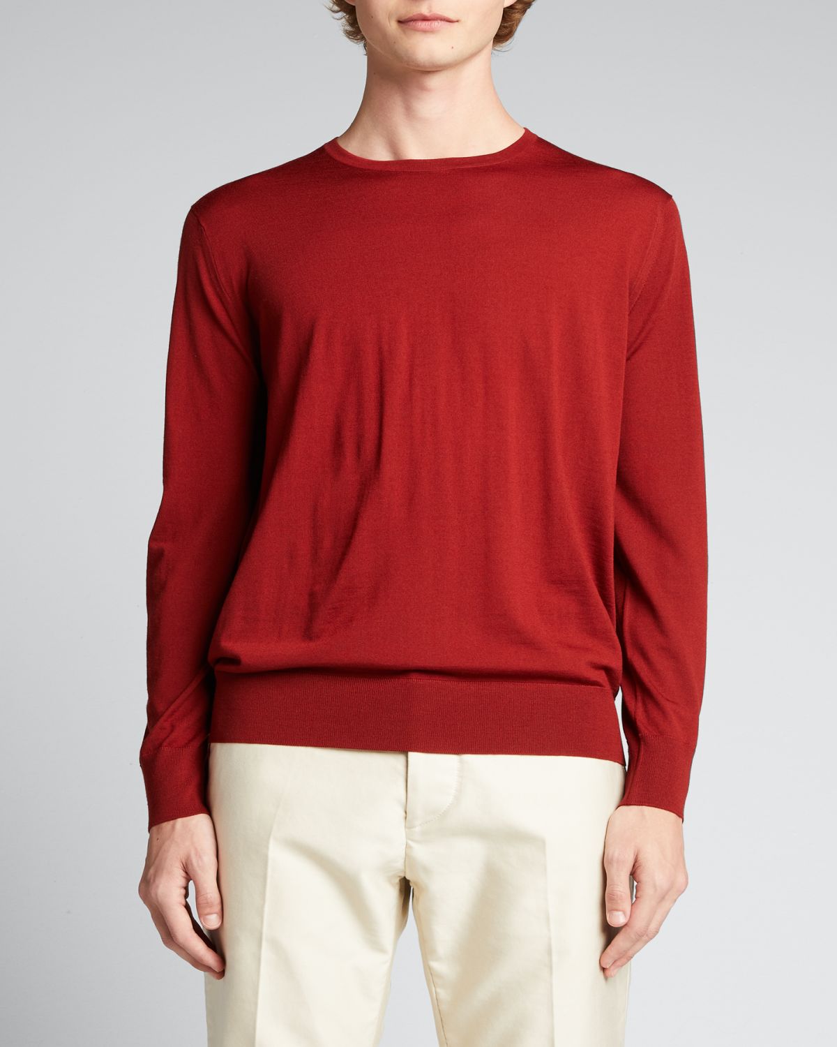 Loro Piana Men's Girocollo Wool Crewneck Sweater | Thumbnail 7 Loro Piana Men's Girocollo Wool Crewneck Sweater | Thumbnail 7