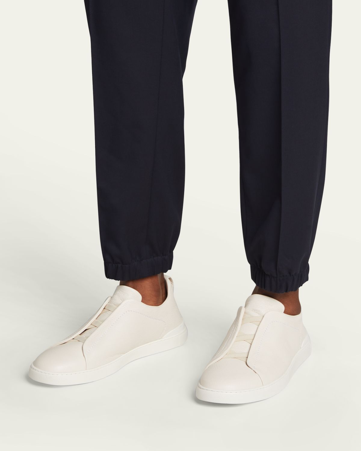 ZEGNA Men's Triple Stitch Deerskin Leather Sneakers | Thumbnail 2