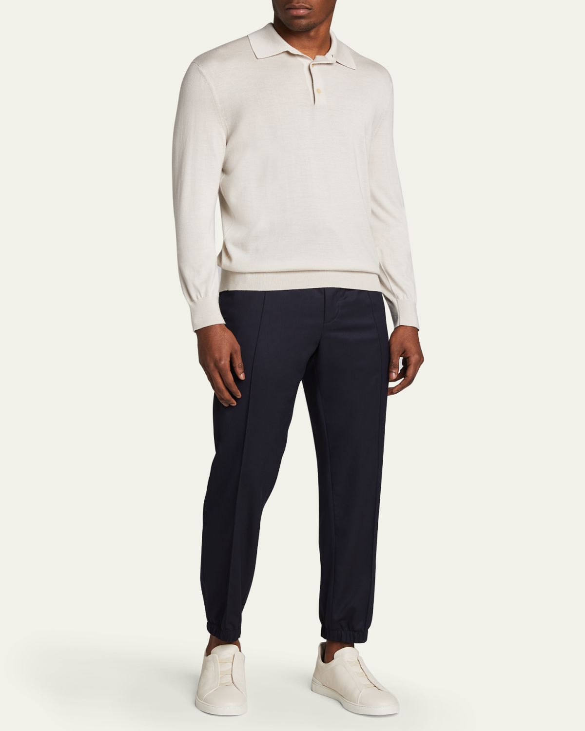 ZEGNA Men's Triple Stitch Deerskin Leather Sneakers | Thumbnail 3