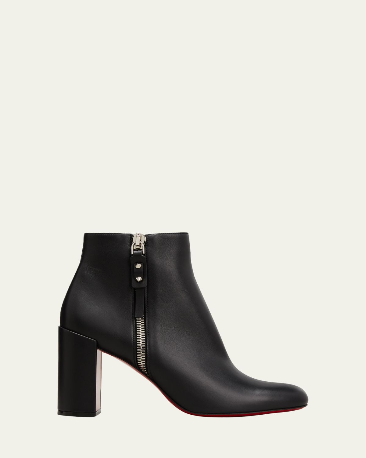 Christian Louboutin Ziptotal Calfskin Red Sole Booties
