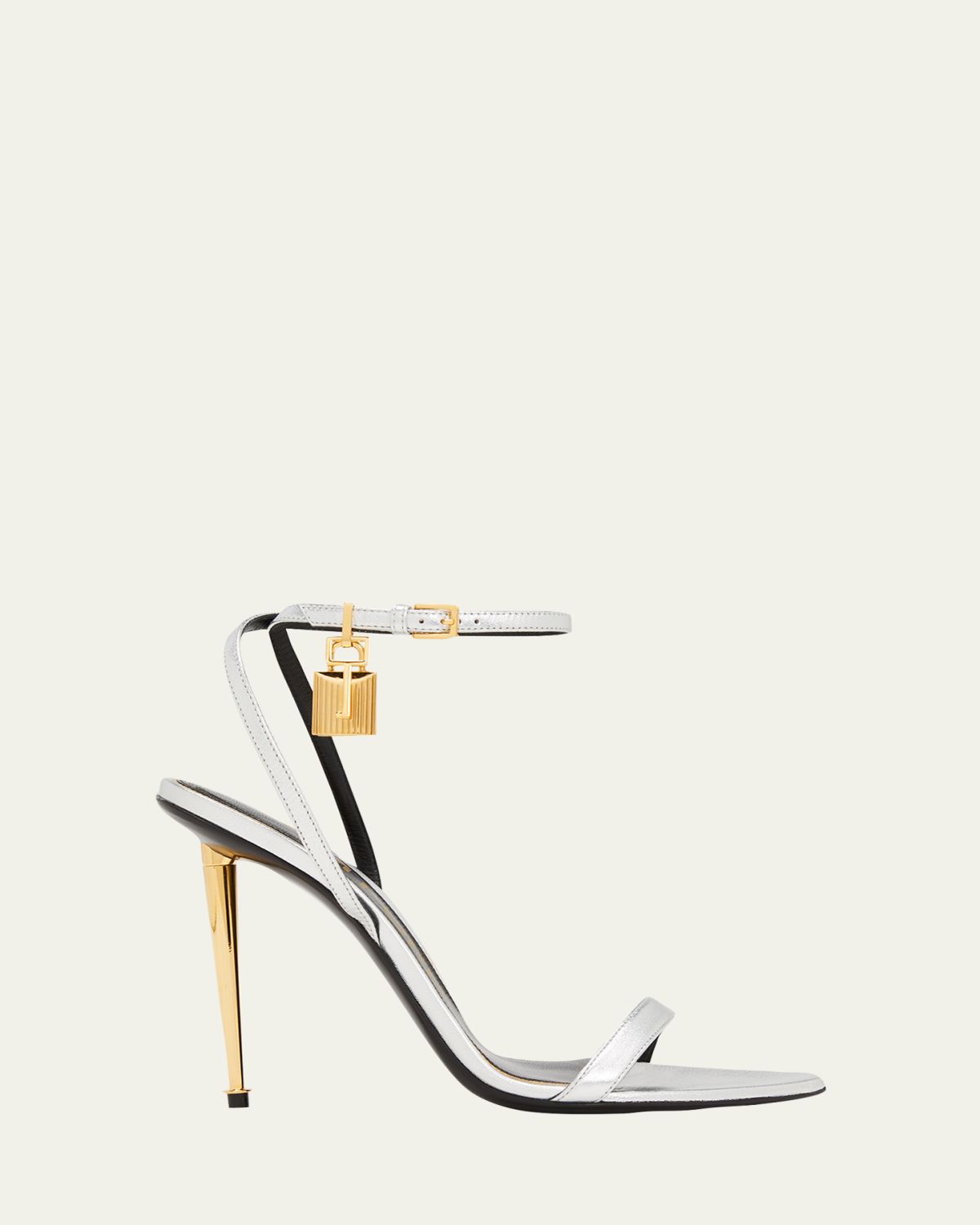 TOM FORD Lock Metallic Stiletto Sandals | Thumbnail 6 TOM FORD Lock Metallic Stiletto Sandals | Thumbnail 6