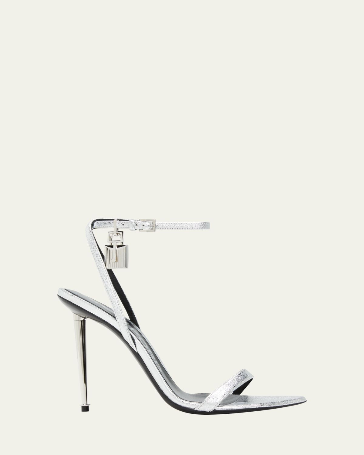TOM FORD Padlock Metallic Stiletto Sandals | Thumbnail 4 TOM FORD Padlock Metallic Stiletto Sandals | Thumbnail 4