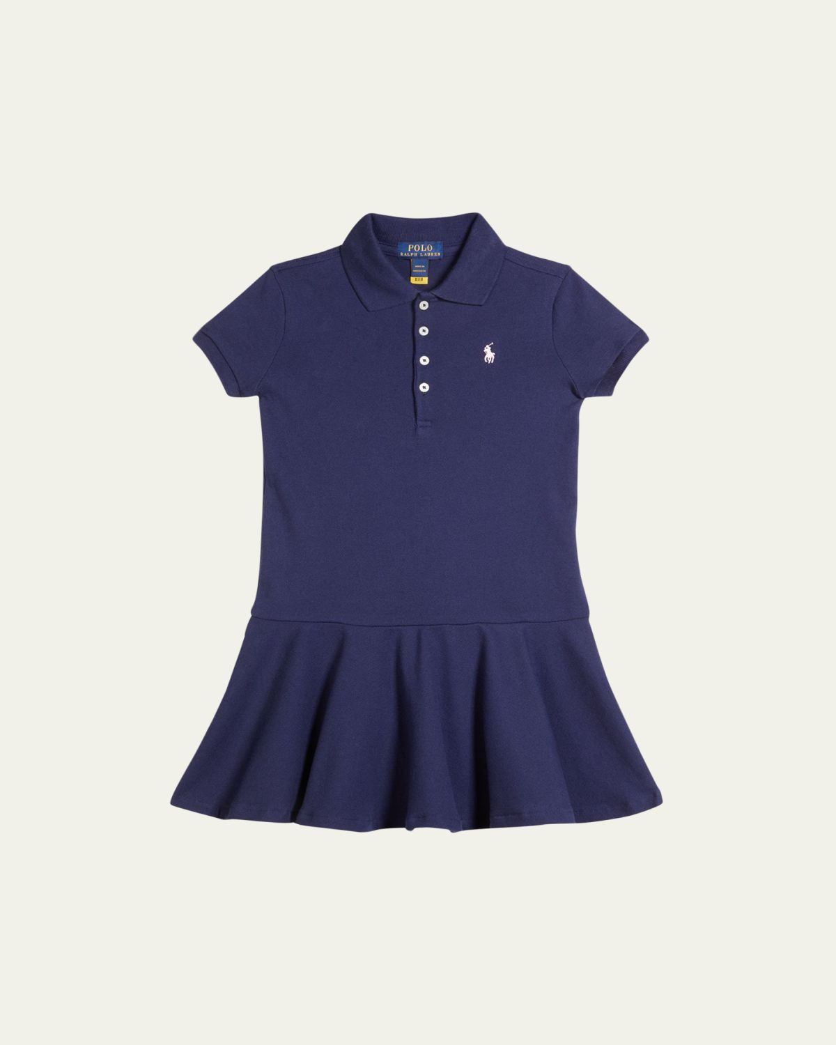 Ralph Lauren Childrenswear Girl's Logo Embroidered Drop-Waist Polo Dress, Size 2-