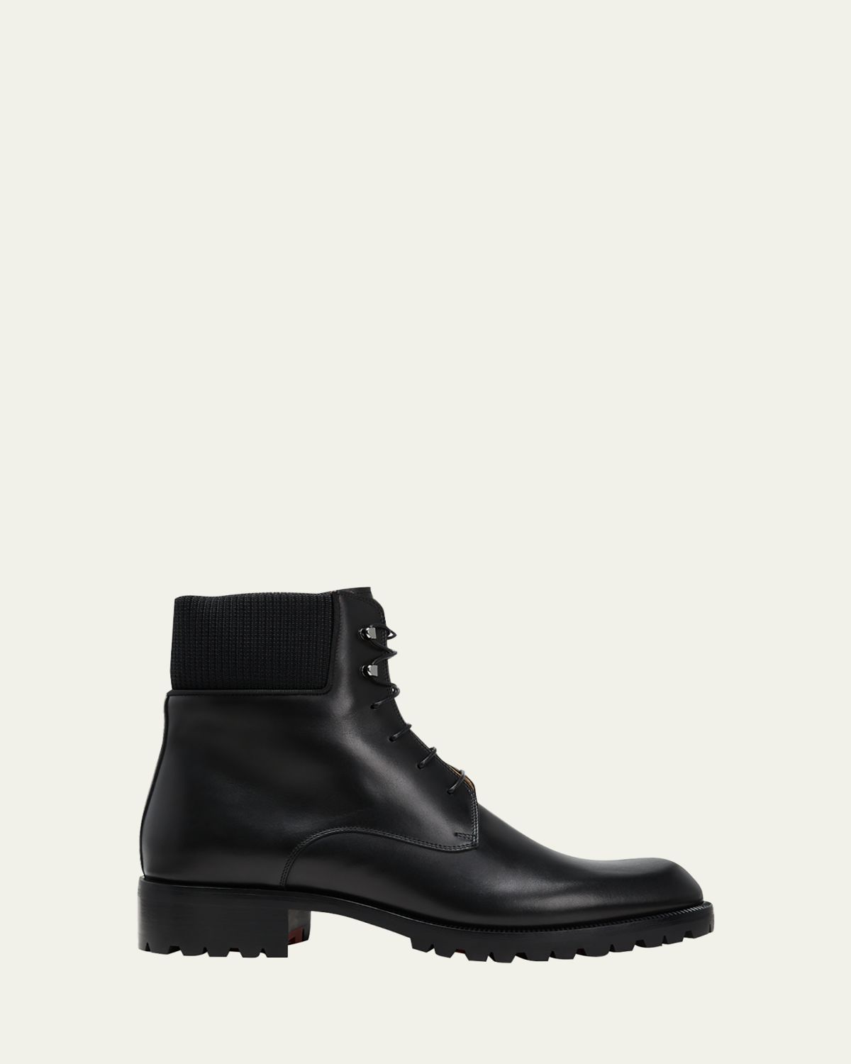 Christian Louboutin Men's Trapman Red Sole Leather Combat Boots