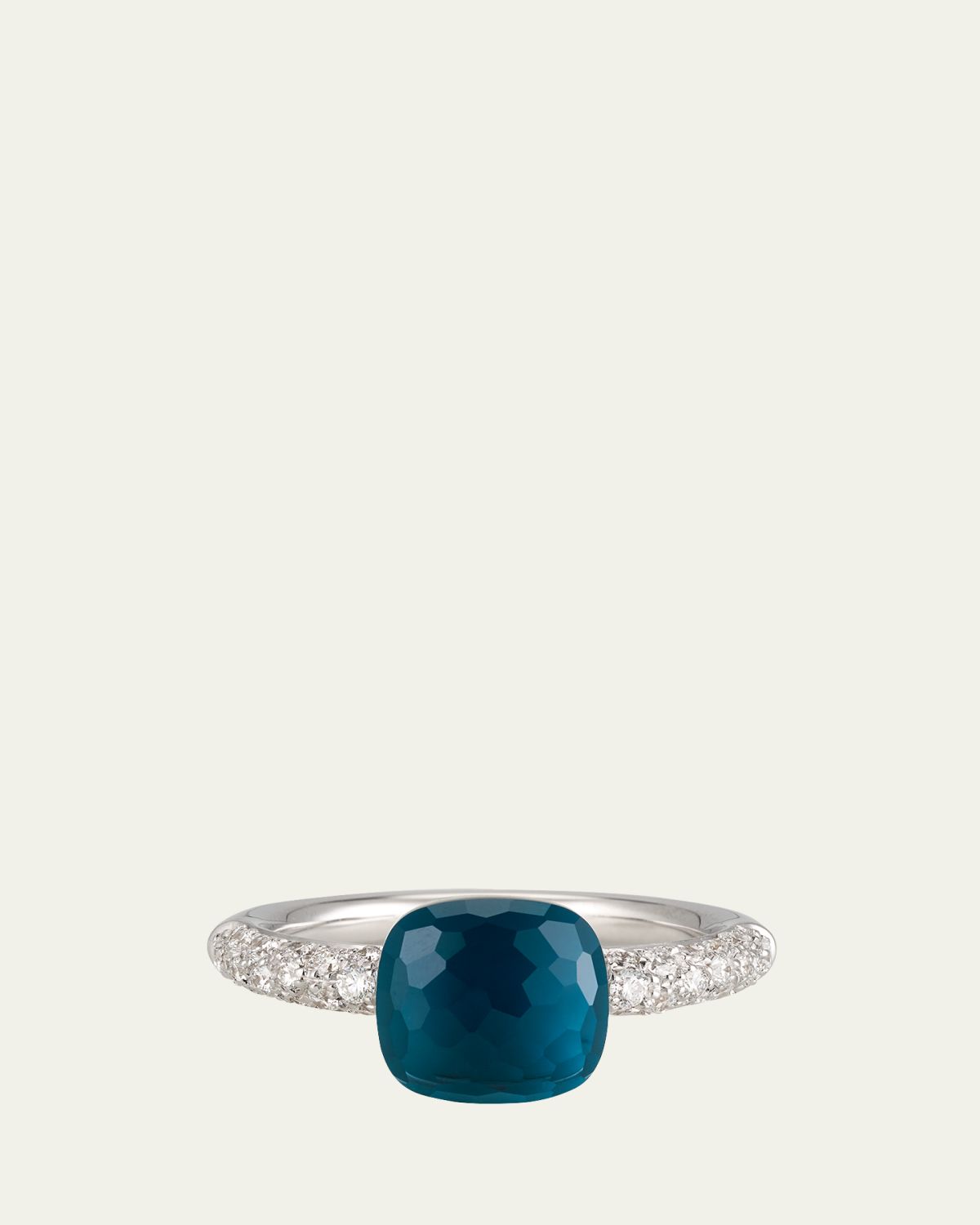 Pomellato Nudo Petite 18K Gold Ring with London Blue Topaz and Diamonds