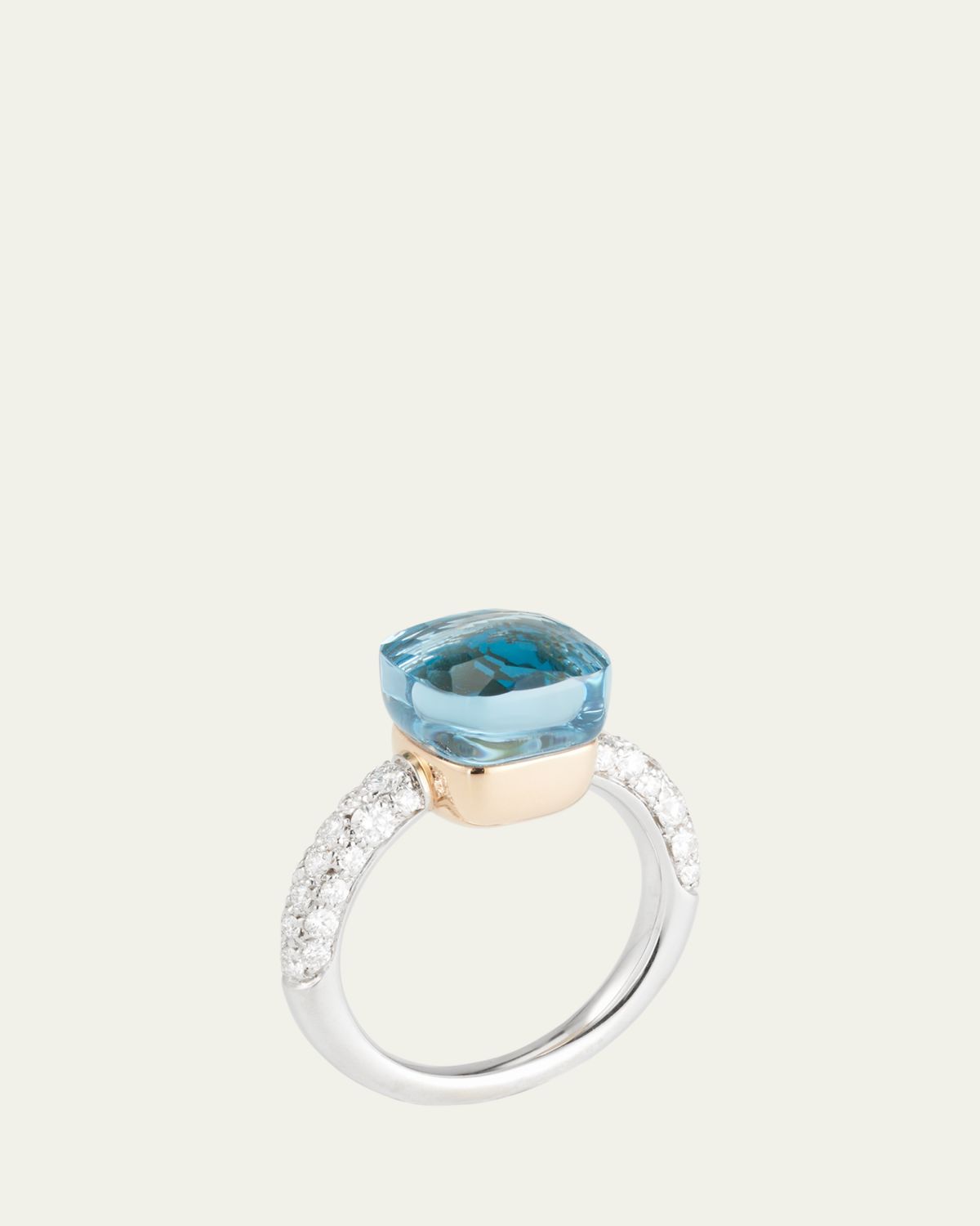 Pomellato Nudo Deep Blue Petite 18k Gold Sky Blue Topaz Agate and Diamond Ring