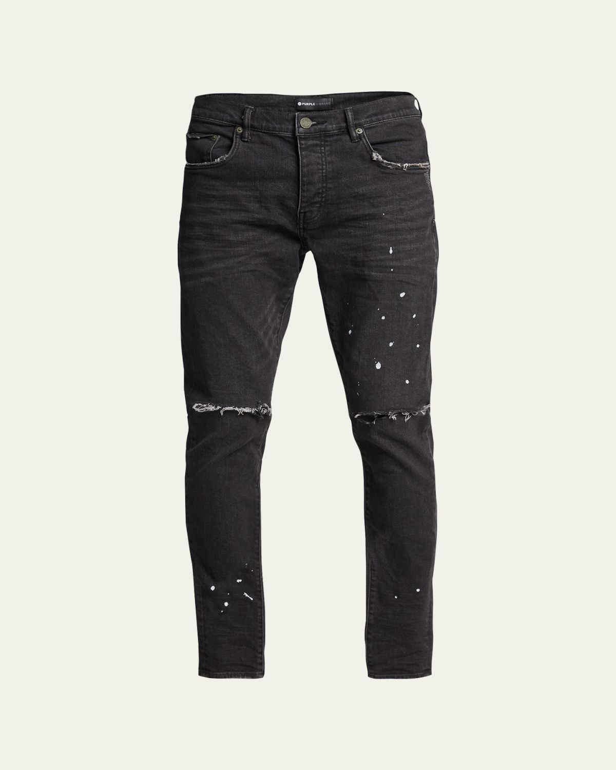 PURPLE Men's P001 Black Overspray Skinny Jeans