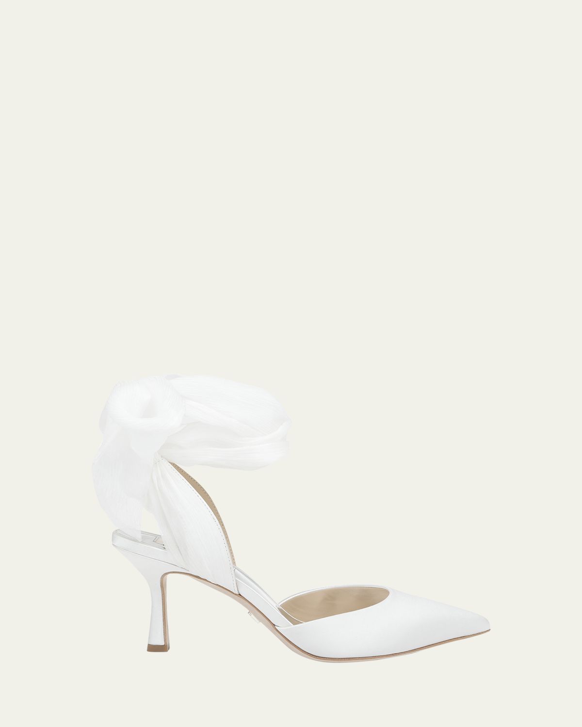 Badgley Mischka Blaze Satin Ankle-Wrap Halter Pumps