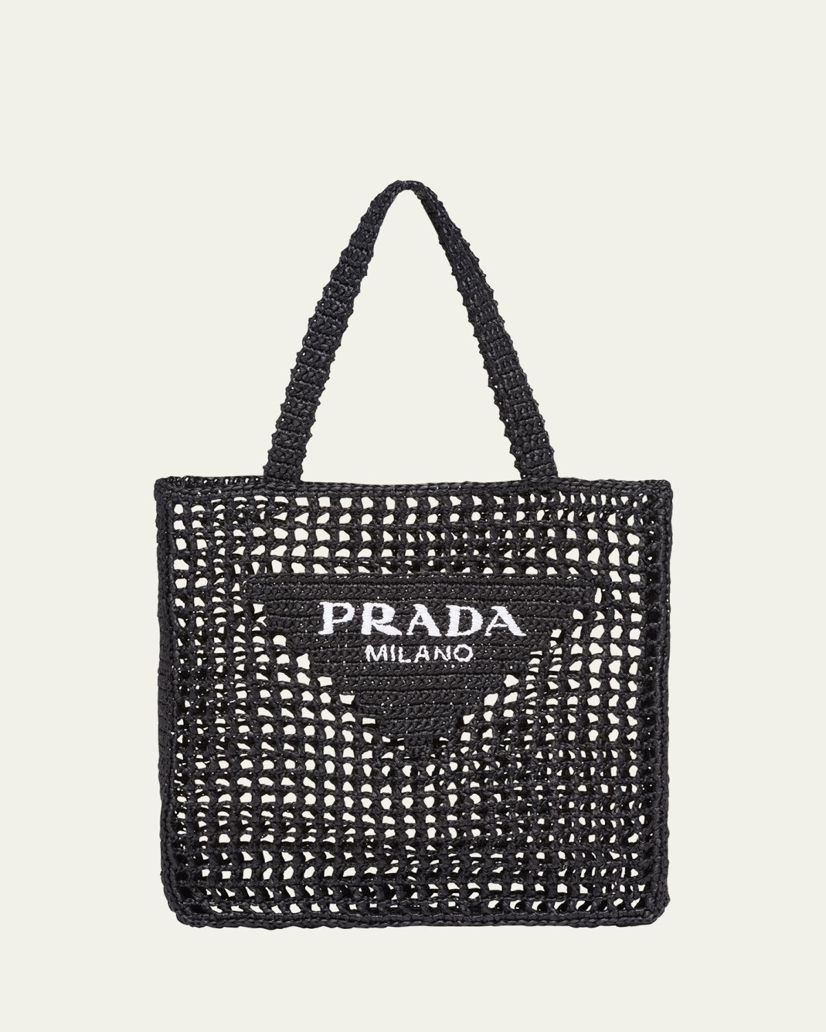 Bicolor Woven Logo Shopper Tote Bag
