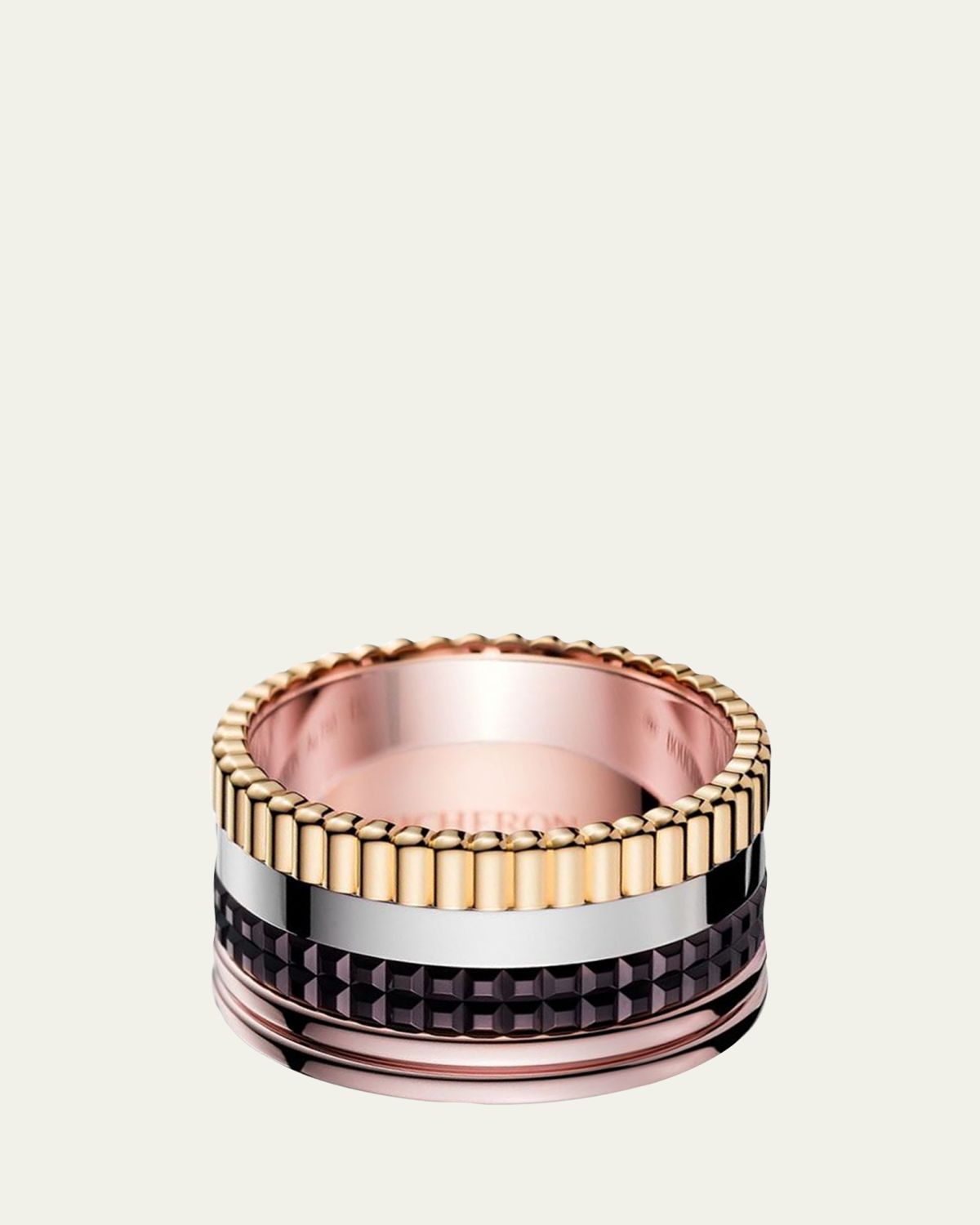 Boucheron Quatre Large Ring in Tricolor Gold with Brown PVD