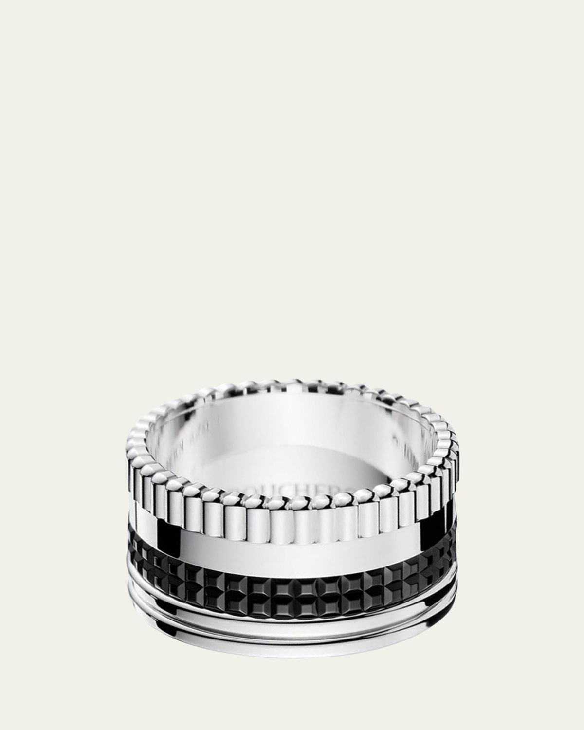 Boucheron Quatre Large Ring in White Gold with Black PVD, Size 54