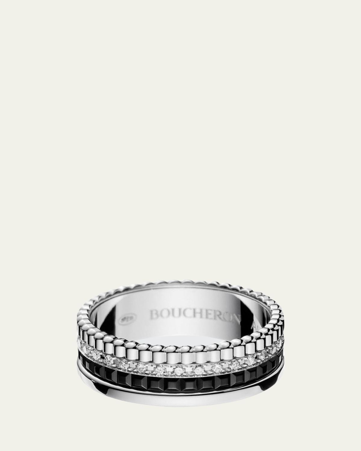 Boucheron Quatre Small Ring in White Gold with Diamonds and Black PVD