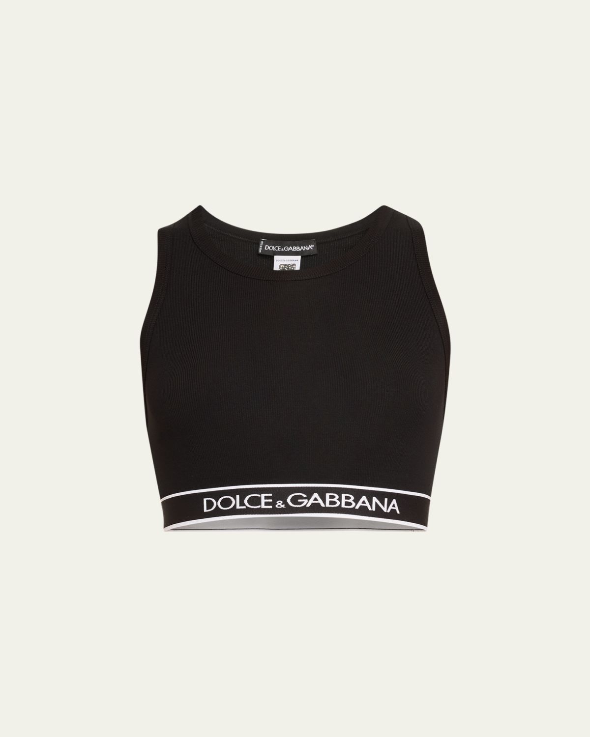Dolce & Gabbana High-Neck Ribbed Cotton Bra Top