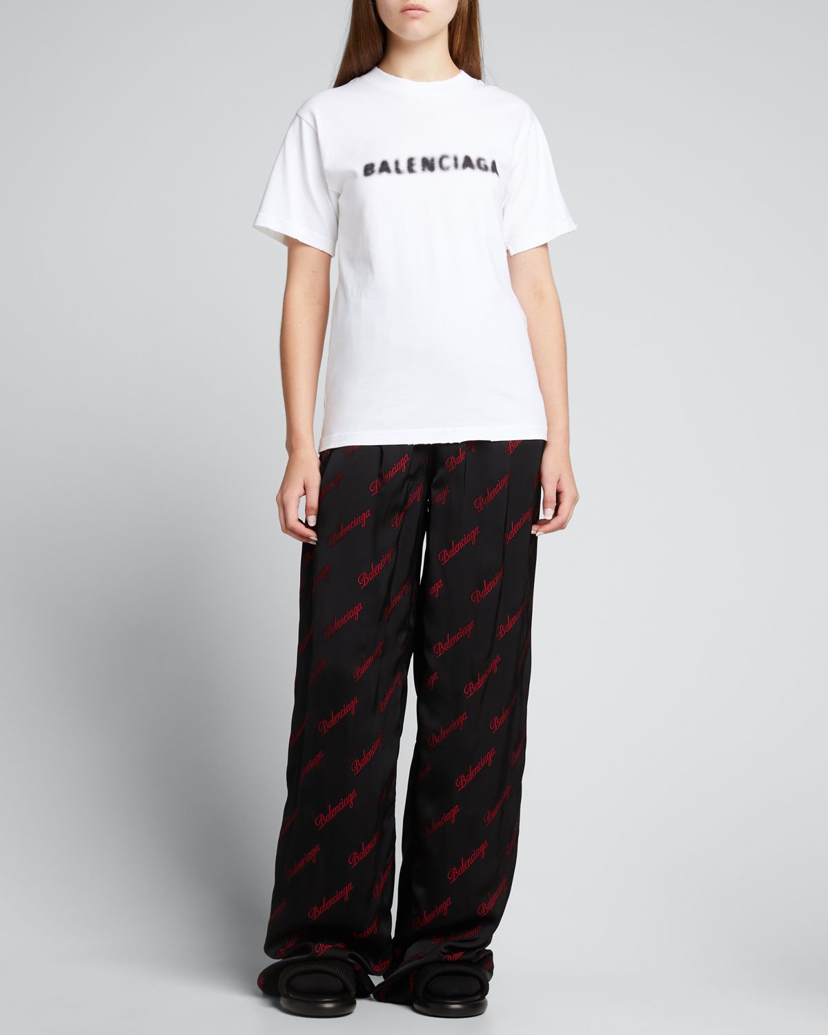 Balenciaga Blurry Logo Jersey T-Shirt