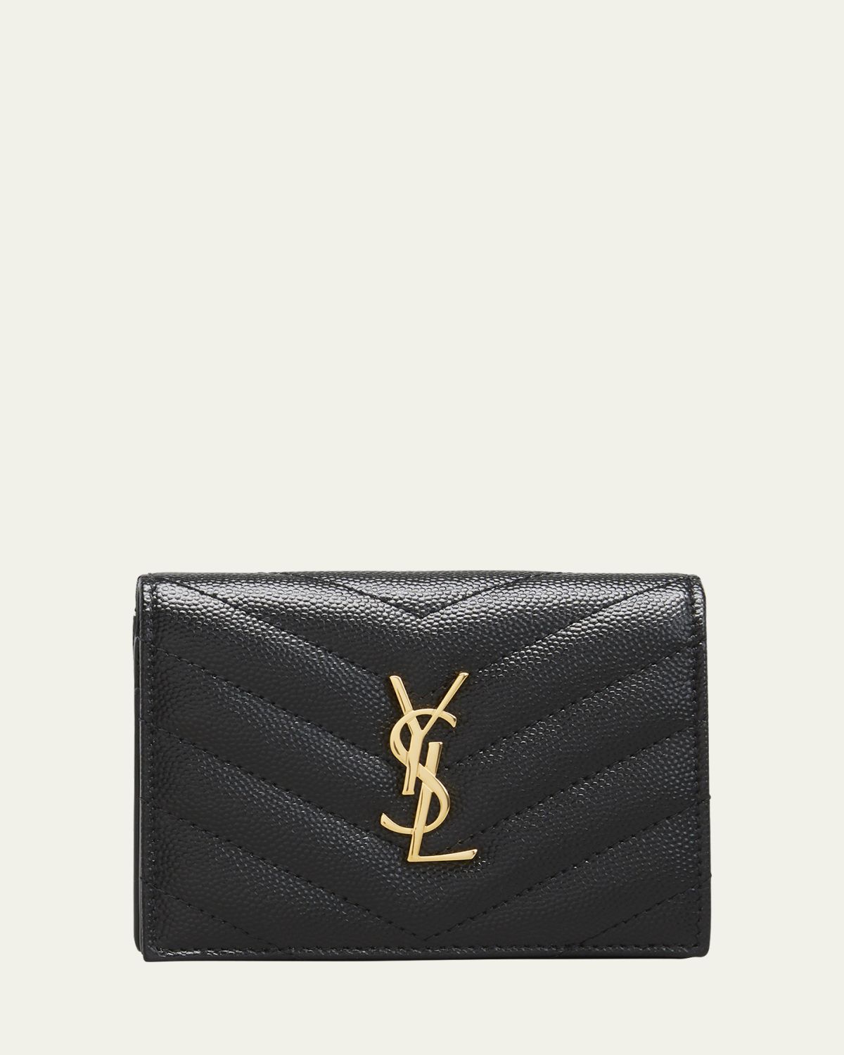 Saint Laurent YSL Monogram Grain de Poudre Flap Card Case