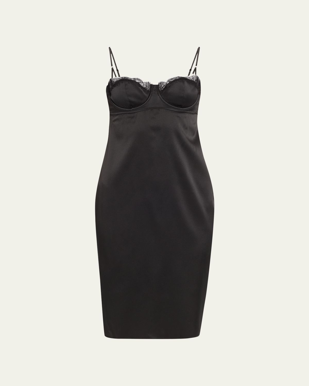 Kiki De Montparnasse Lace-Trim Sweetheart Silk Cocktail Dress