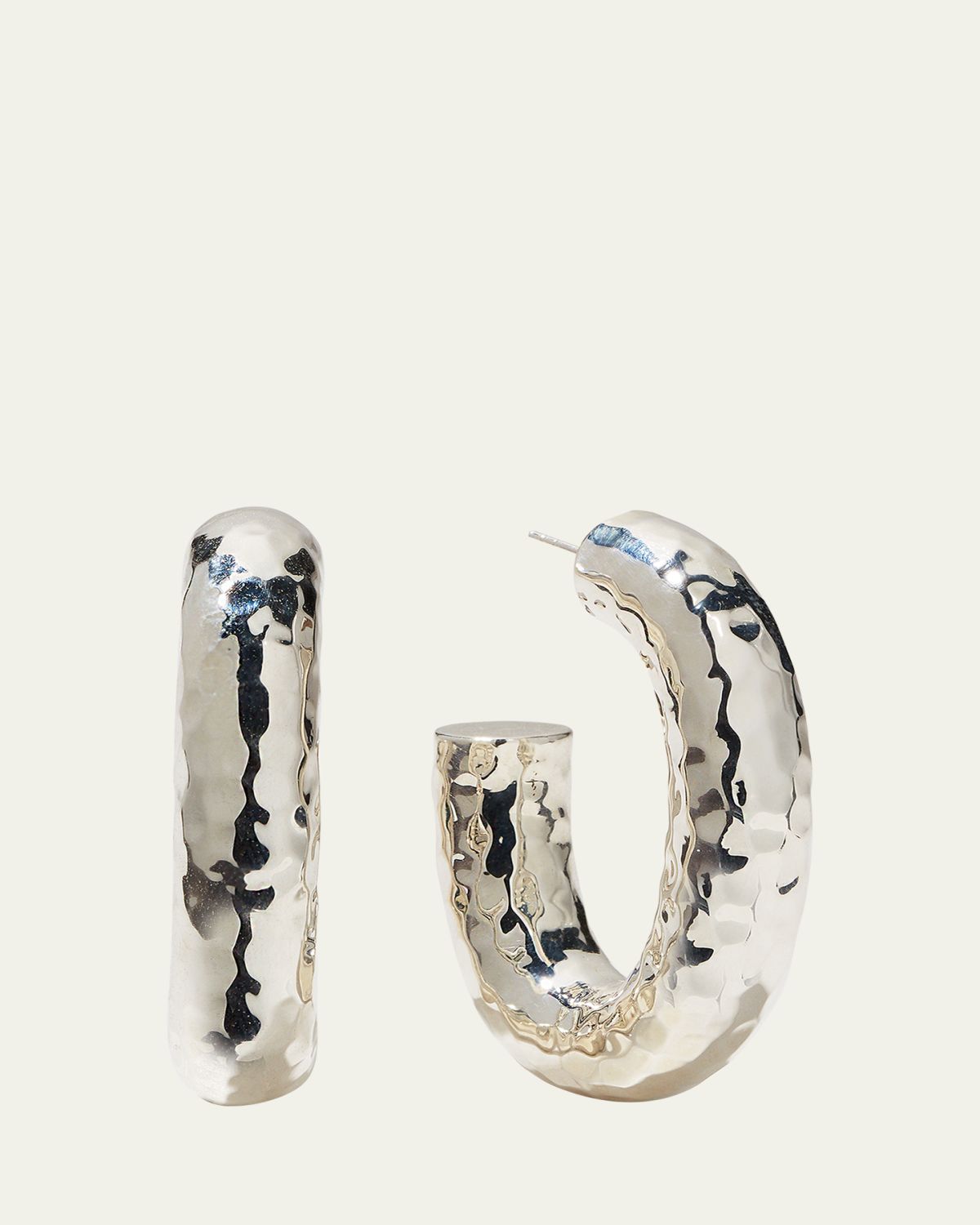 Ippolita Thick Hammered Oval Hoop Earring in Sterling Silver | Thumbnail 5 Ippolita Thick Hammered Oval Hoop Earring in Sterling Silver | Thumbnail 5