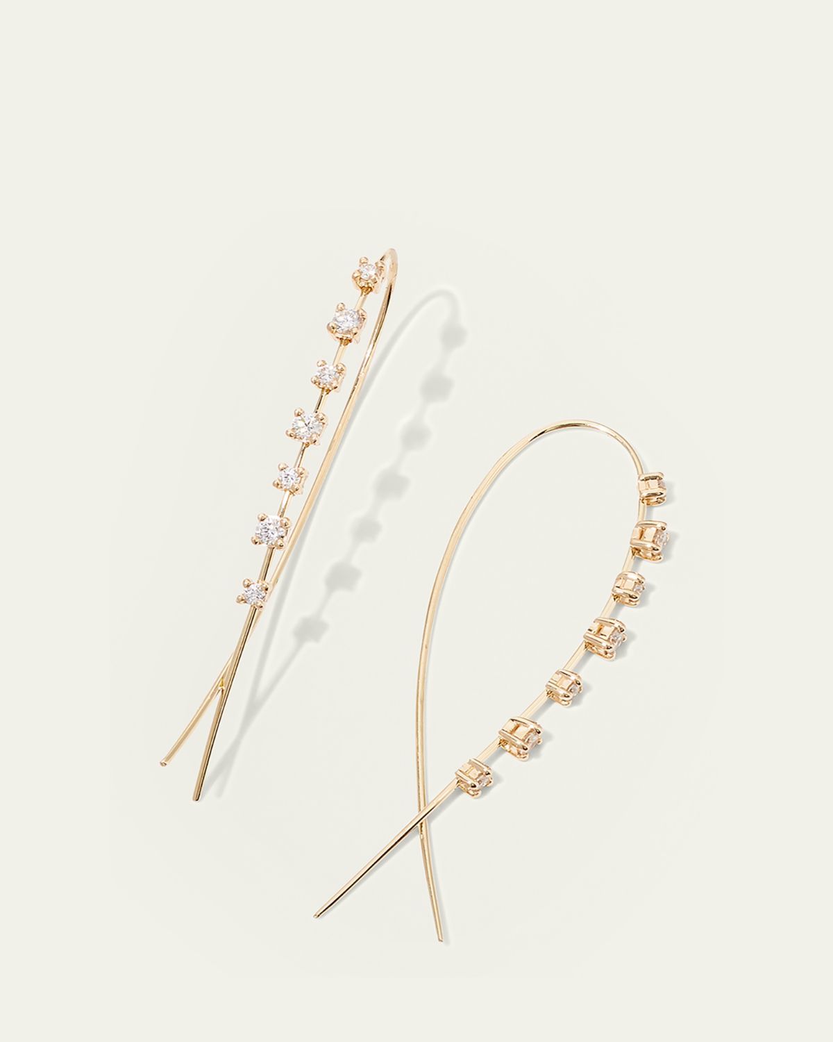 Lana 14K Gold Solo Mini Narrow Upside Down Hoop Earrings with Diamonds, 41mm | Thumbnail 3