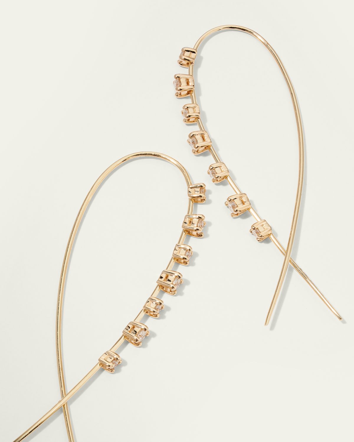Lana 14K Gold Solo Mini Narrow Upside Down Hoop Earrings with Diamonds, 41mm | Thumbnail 4