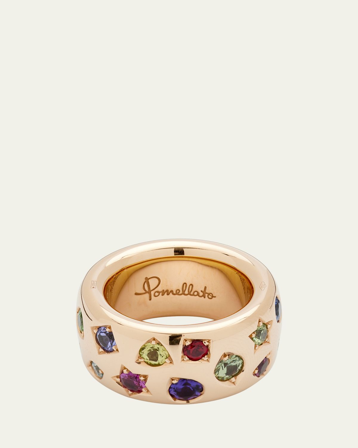 Pomellato Iconica Maxi 18K Rose Gold Ring with Multicolor Gemstones