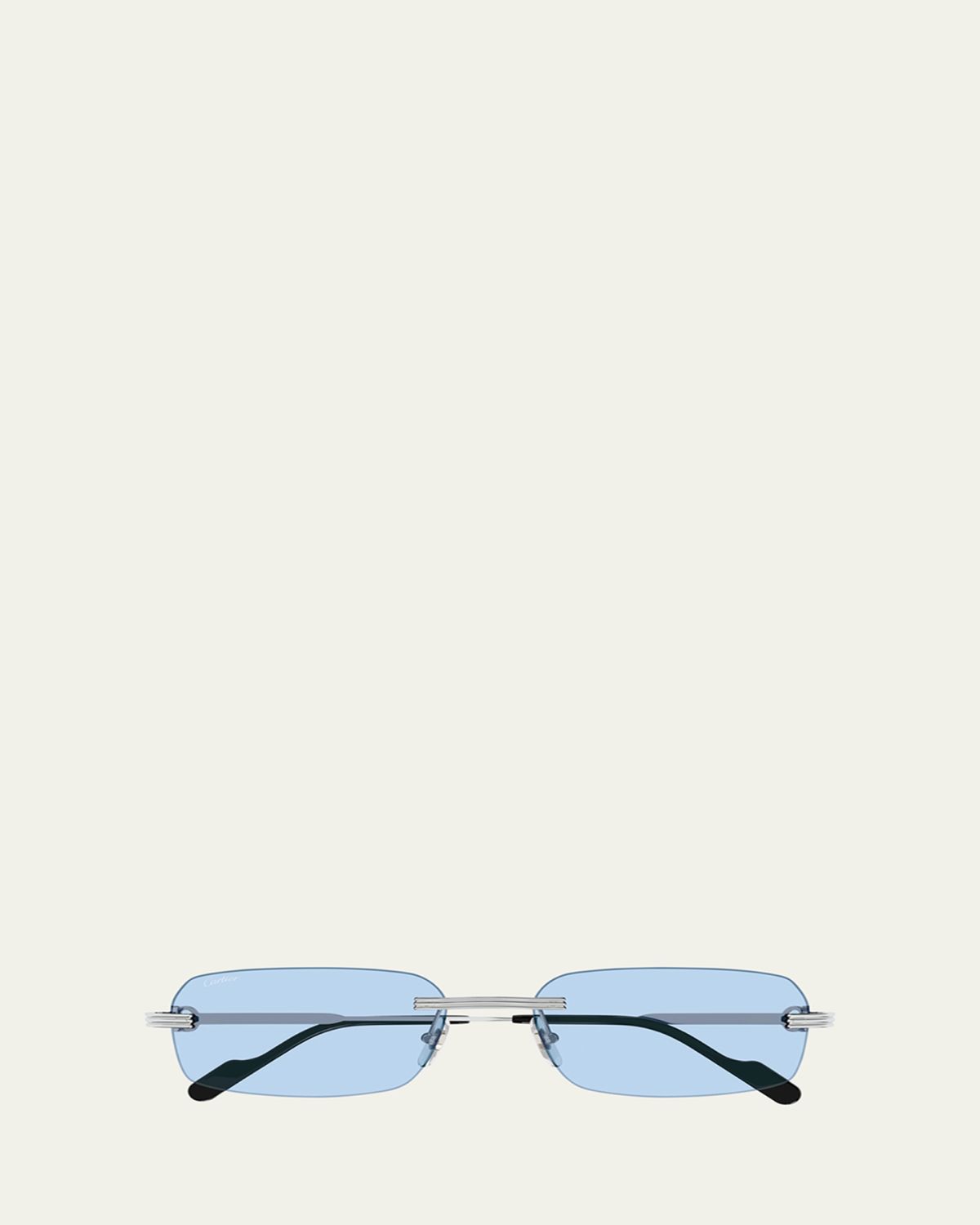 Cartier Men's Rimless Rectangle Metal Sunglasses