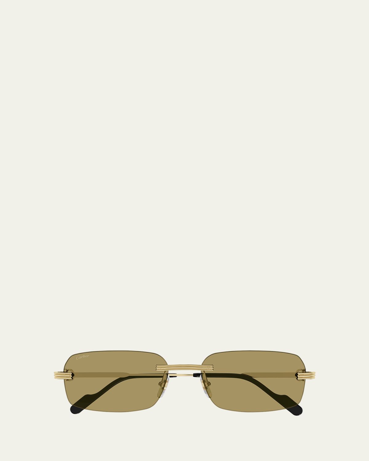Cartier Men's Rimless Rectangle Metal Sunglasses | Thumbnail 4