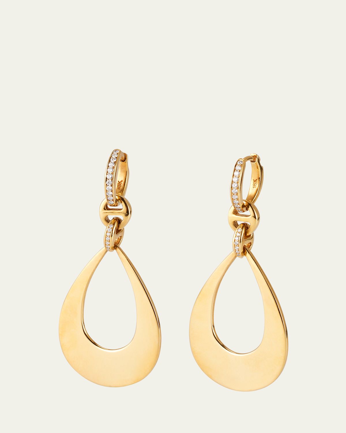 Hoorsenbuhs 18k Yellow Gold Drop Earrings with Diamond Clasps