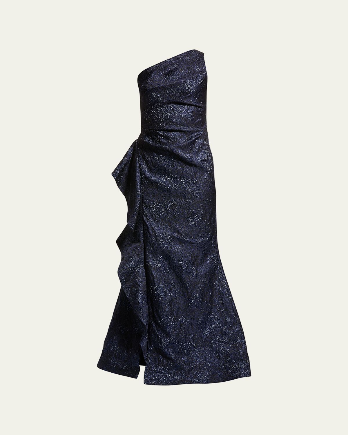 Rickie Freeman for Teri Jon One-Shoulder Jacquard Side-Ruffle Gown | Thumbnail 10 Rickie Freeman for Teri Jon One-Shoulder Jacquard Side-Ruffle Gown | Thumbnail 10