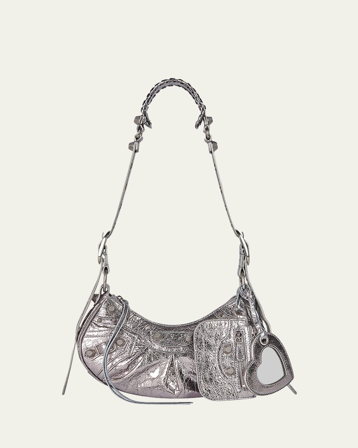 Balenciaga Cagole XS Metallic Stud Hobo Shoulder Bag