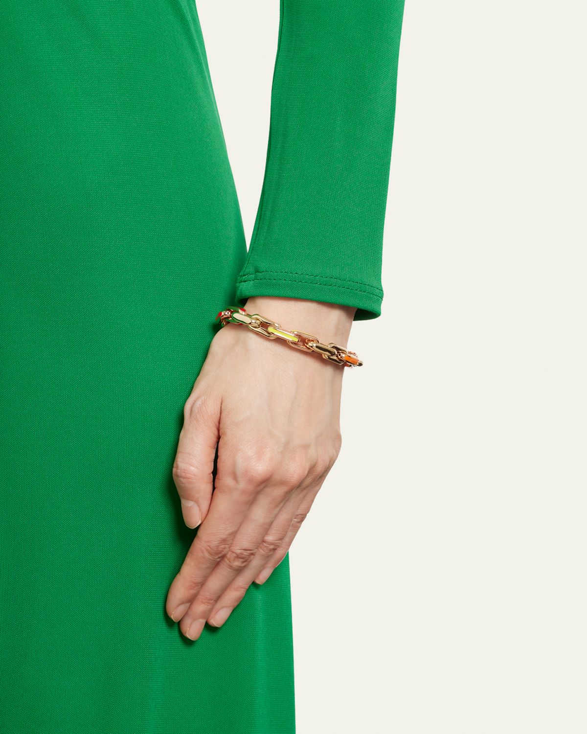 Lauren Rubinski LR3 Small 14k Yellow Gold Bracelet with Rainbow Enamel | Thumbnail 2