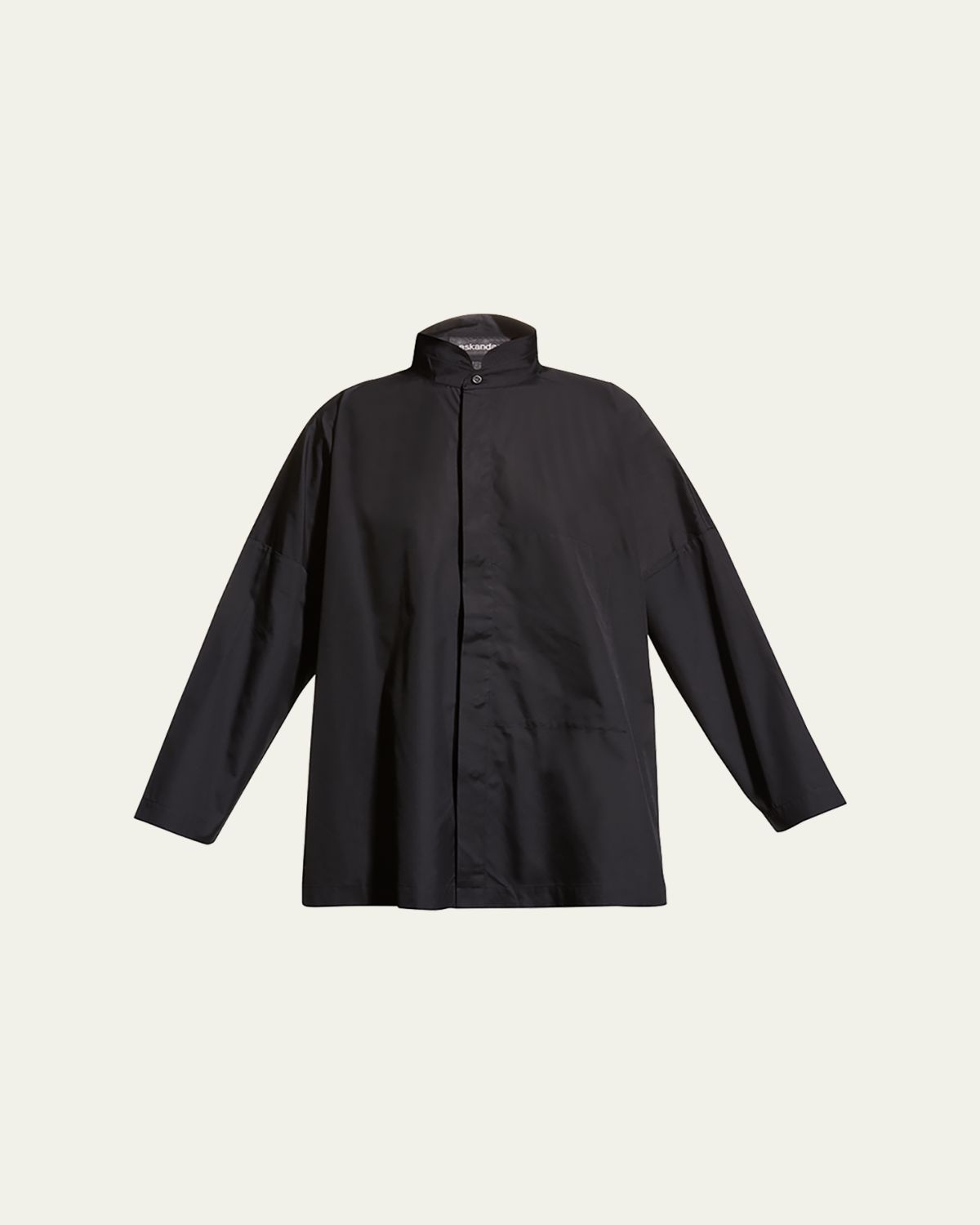 Eskandar Wide Double Stand Collar Shirt - Long | Thumbnail 3