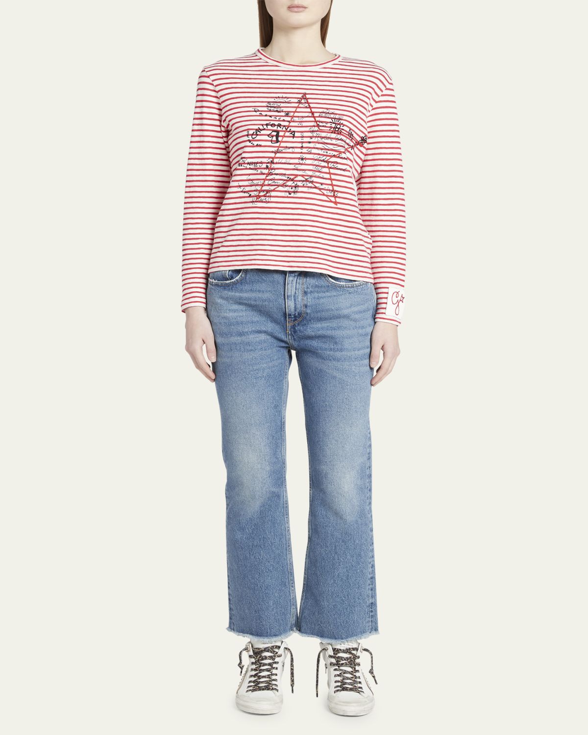 Golden Goose Striped Long-Sleeve T-Shirt w/ Embroidery | Thumbnail 2 Golden Goose Striped Long-Sleeve T-Shirt w/ Embroidery | Thumbnail 2