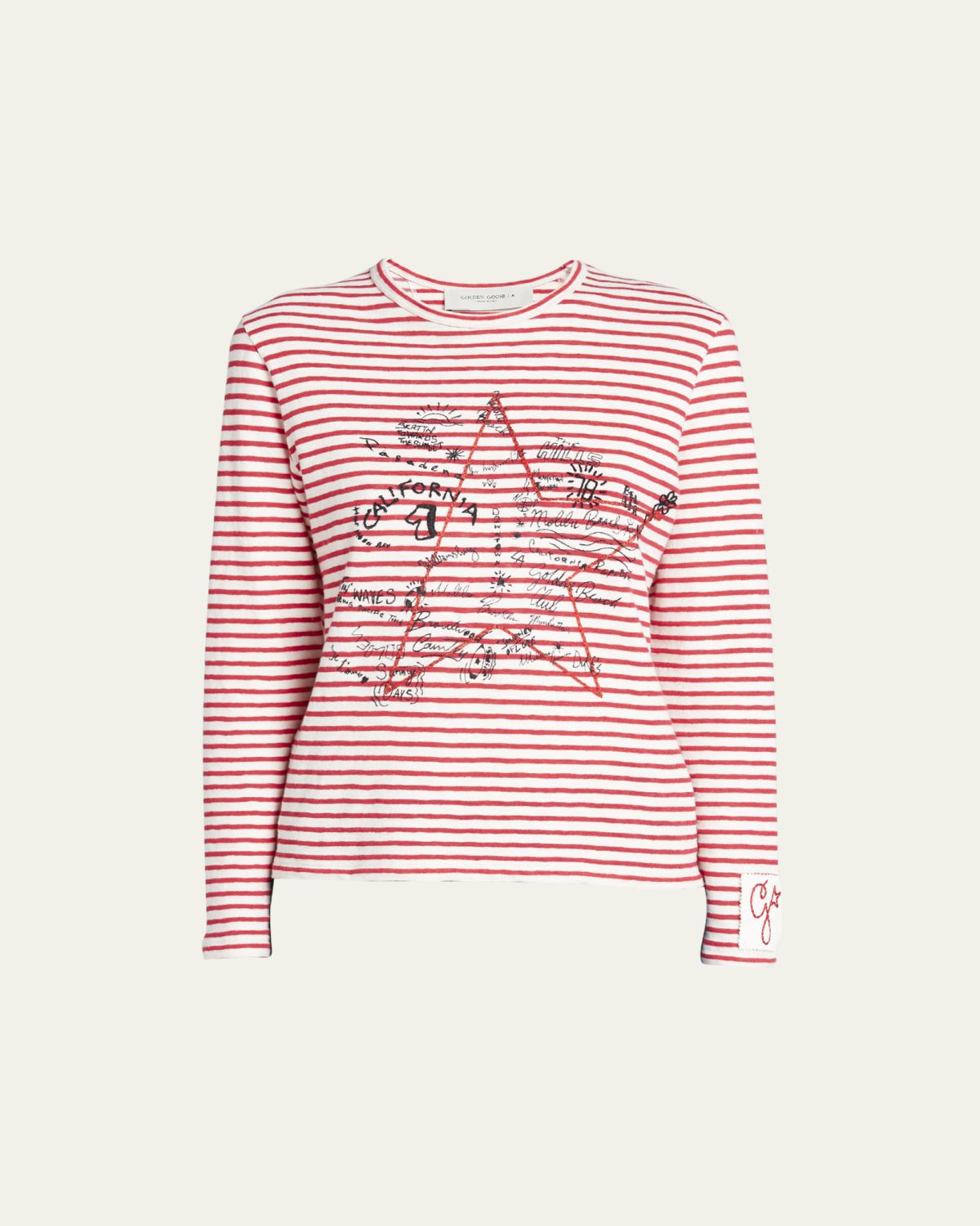 Golden Goose Striped Long-Sleeve T-Shirt w/ Embroidery