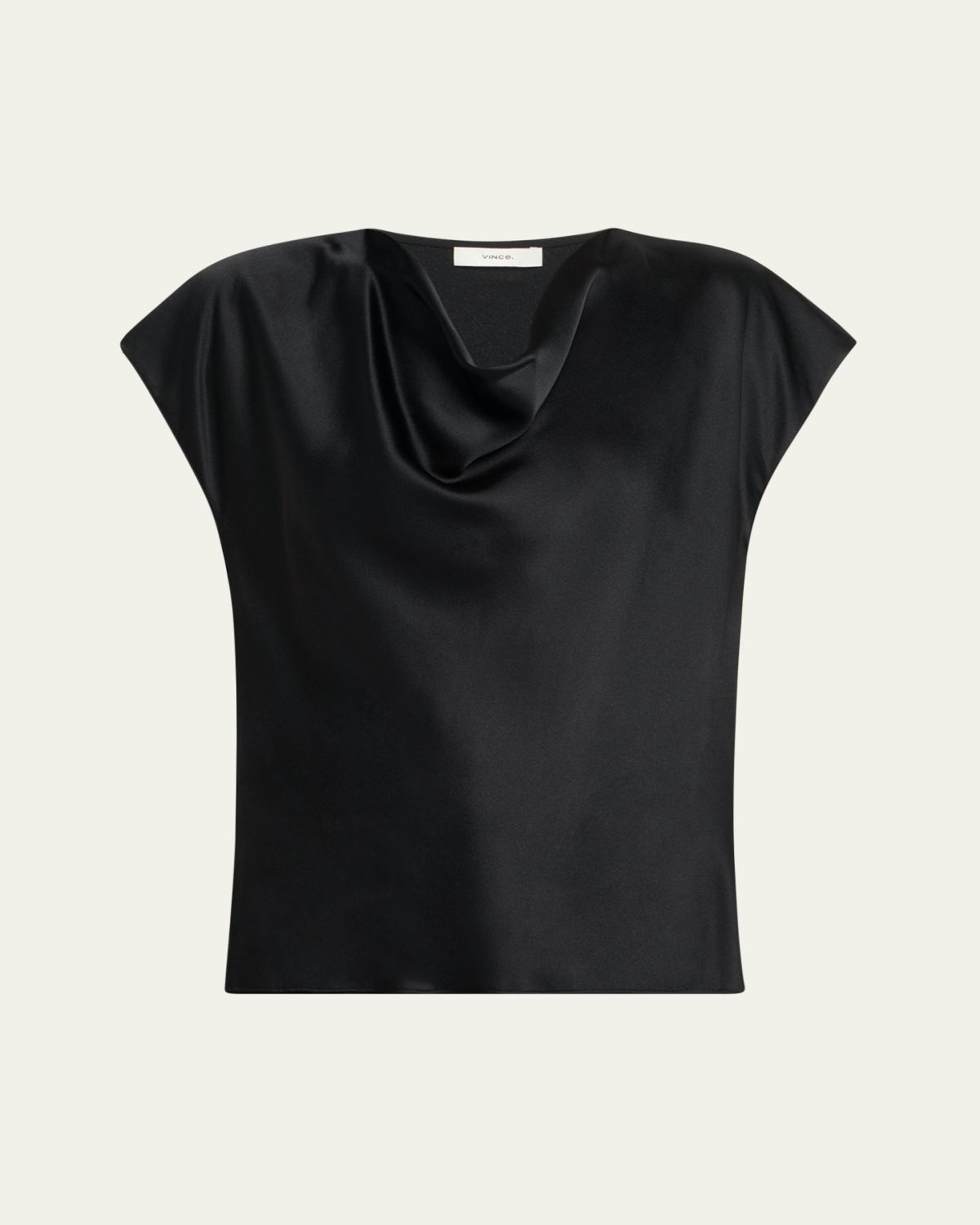 Vince Cowl-Neck Cap-Sleeve Satin Blouse
