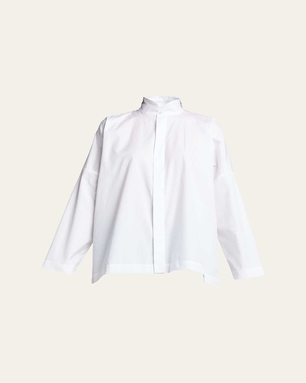 Eskandar Wide Longer-Back Double Stand Collar Shirt (Mid Plus Length) | Thumbnail 6 Eskandar Wide Longer-Back Double Stand Collar Shirt (Mid Plus Length) | Thumbnail 6