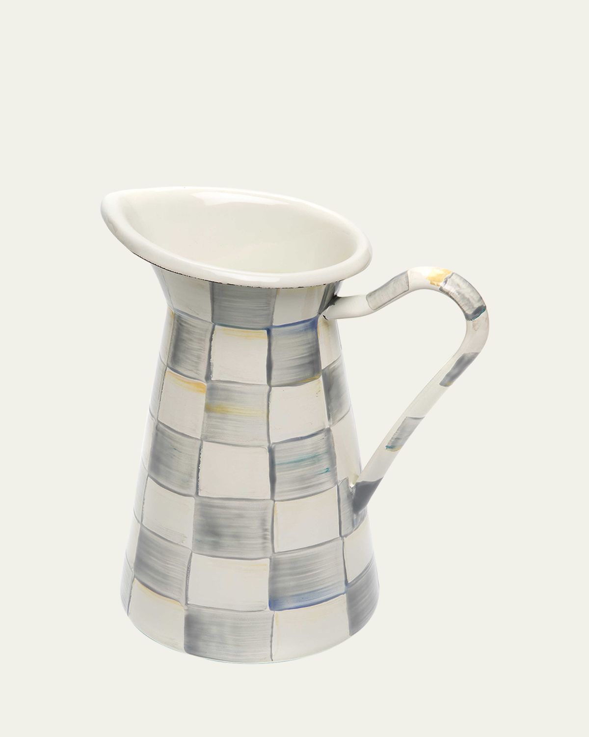 MacKenzie-Childs Sterling Check Enamel Practical Pitcher,