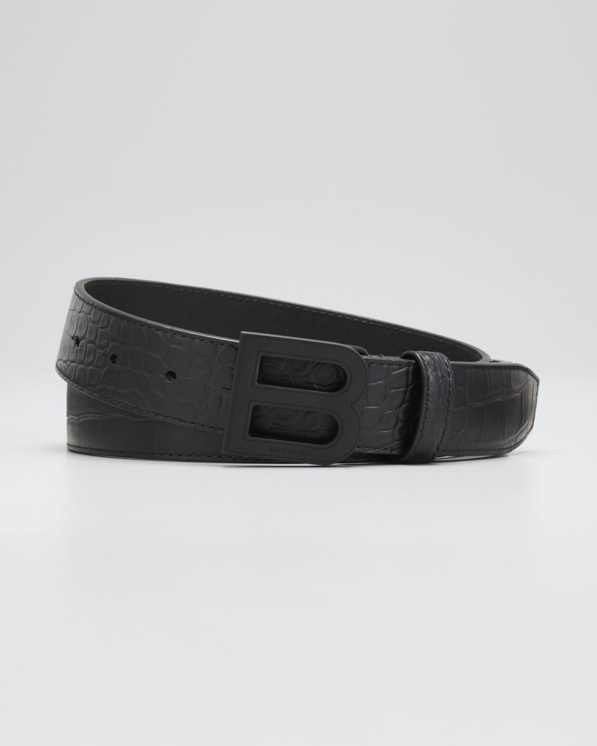 Balenciaga Men's Hourglass B-Logo Tonal Leather Belt